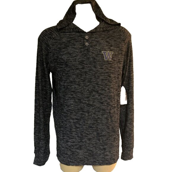 New WASHINGTON HUSKIES Men's Gray Athletic Hoodie Logo Hooded Sweater L - Picture 1 of 6